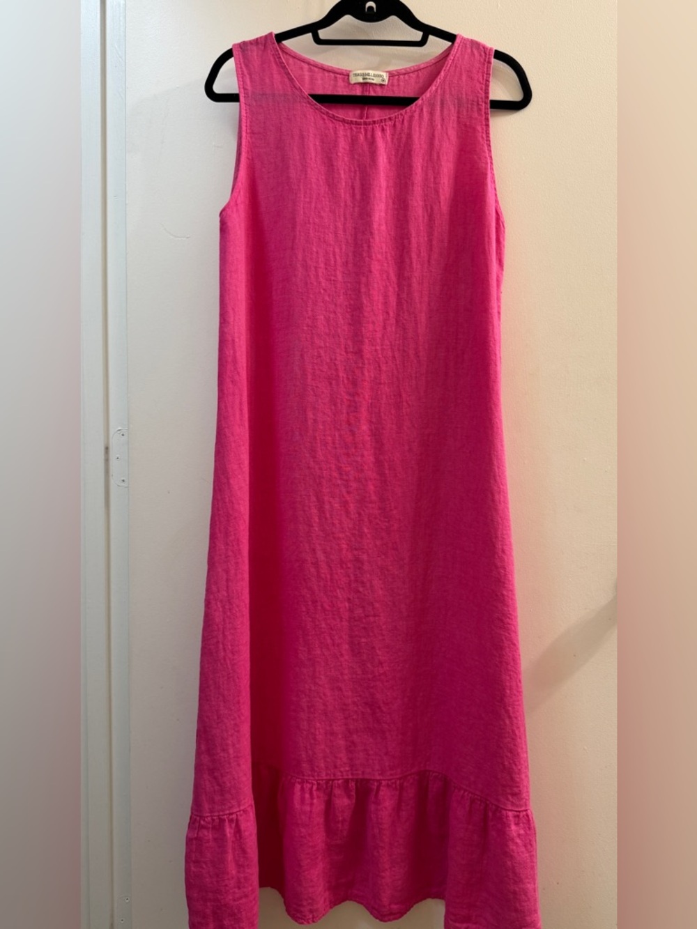 Terzo Millennio Italy Pink 100% Linen Maxi Dress M
